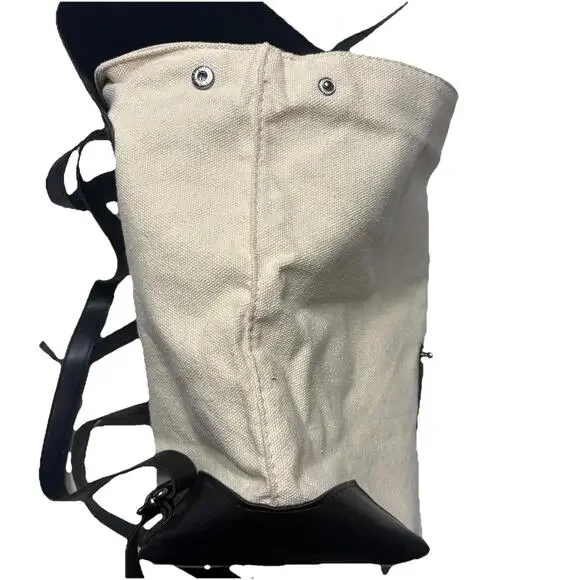 Deux Lux Anthropologie Canvas Vegan Leather Trim Backpack Strap Bag Lightweight - Picture 9 of 12